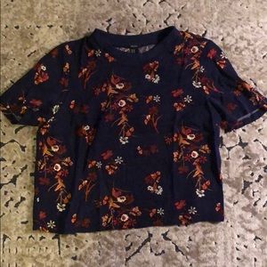 Forever21 floral Navy top